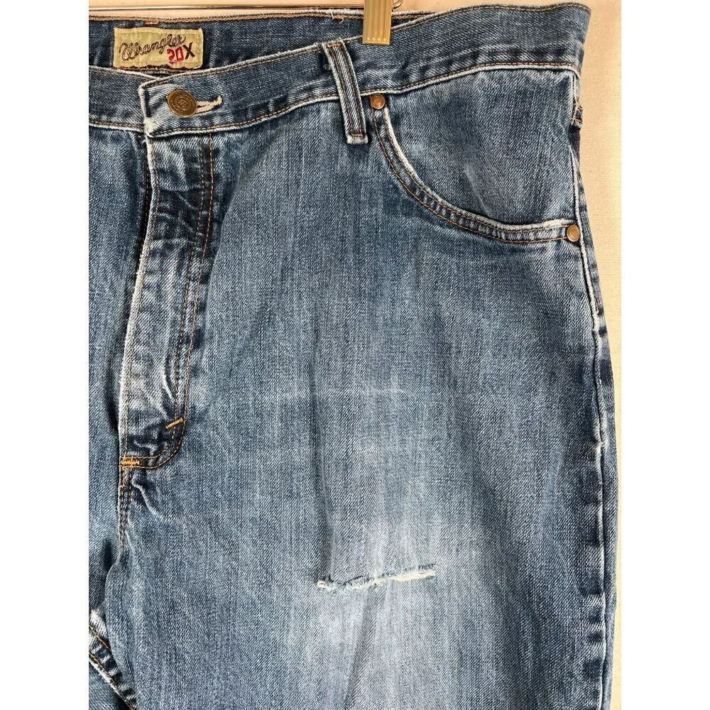 Wrangler Mens 01MWX 20X 01 Competition Jean River Wash‎ 40x32 Cowboy Distressed